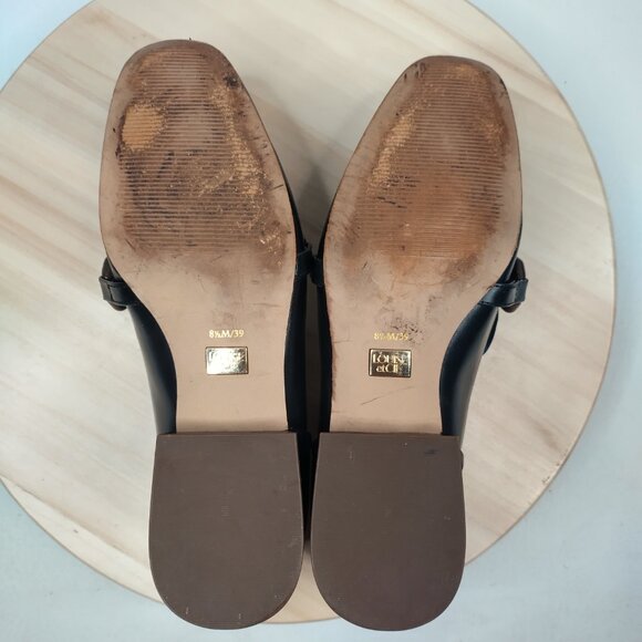 Louise et Cie Emlen Black Leather Square Toe Tortoise Chain Loafers Women US 8.5 - Picture 11 of 13